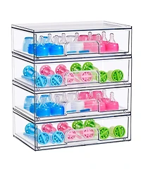 Sorbus Pack Clear Wide Stackable Pull-Out Storage Organizer Bins for Baby Bottles, Bathroom