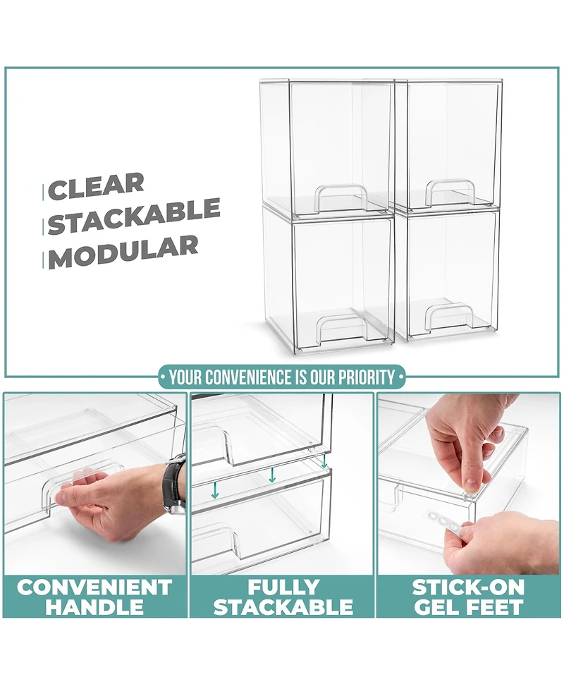 Sorbus Tall Clear Stackable Pull-Out Storage Organizer Bins for Baby Bottles, Bathroom