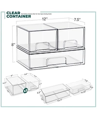 Sorbus Piece Clear Stackable Pull-Out Storage Organizer Bins for Baby Bottles, Bathroom