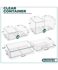 Sorbus 5 Piece Clear Stackable Pull-Out Storage Organizer Bins for Baby Bottles, Bathroom, Kitchen and More