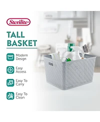 Sterilite 14"Lx8"H Woven Rectangular Tall Basket for Home Organization (6 Pack)