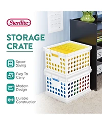 Sterilite Stackable Plastic Storage Open Crate Bin Organizer Box, 6-Pack