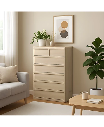 homfan 5 Drawer Dresser for Bedroom, Antique White Chest of Drawers 43" Tall with Large Storage Space, Modern Organizer Living Room