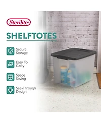 Sterilite ShelfTotes 50 Quart Clear Latched Plastic Storage Container, (12 Pack)