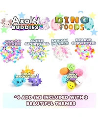 ToysButtyFINOCLAY Axolotl Slime Kit,2 Pack Colorful Cloud and Foam Slime for Kids, Scented Premade Slime Pack with Glow in The Dark Tiny Animal