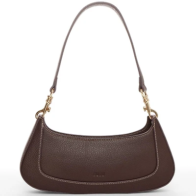 Susu Women's Pebbled Leather Baguette Shoulder Bag East West Crescent Hobo Purse