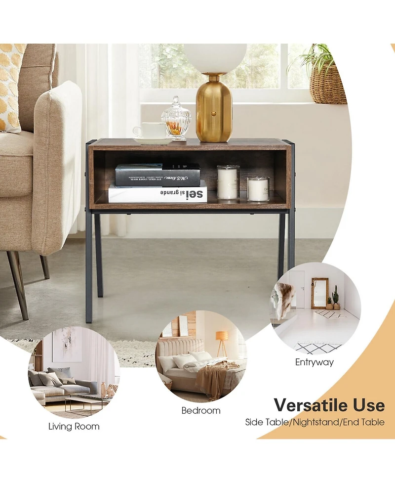 Gymax Stackable End Table Night Stand Bedside Table Shelf Accent Table