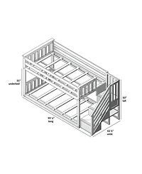 Max & Lily Low Twin over Twin Bunk with Stairs and Guard Rail