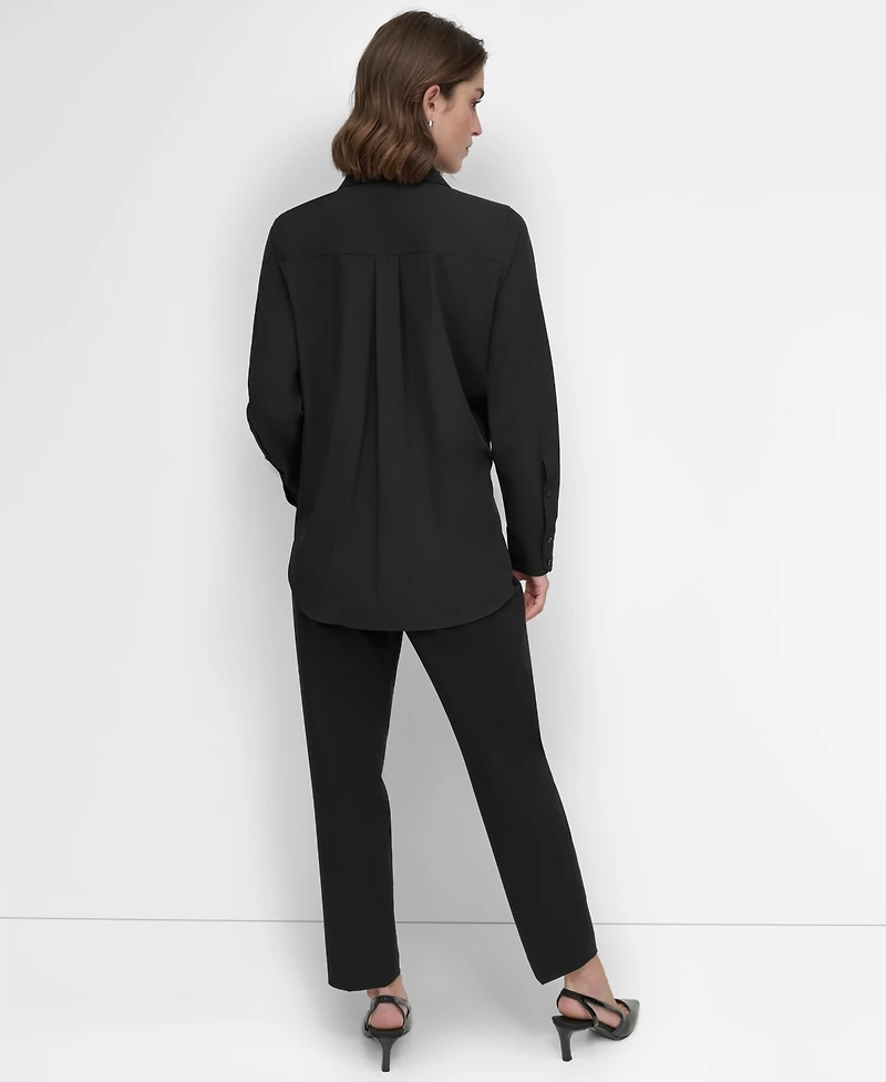 Dkny Petite Long-Sleeve Button-Front Shirt