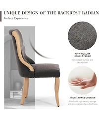 Rainsken Mid-Century Style Dining Chairs Set of 2, Velvet Upholstered Accent Chair with Curved Wood Trim and Sculpted Legs for Dining Room