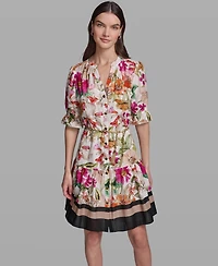 Karl Lagerfeld Paris Women's Belted Collared Cotton Dress