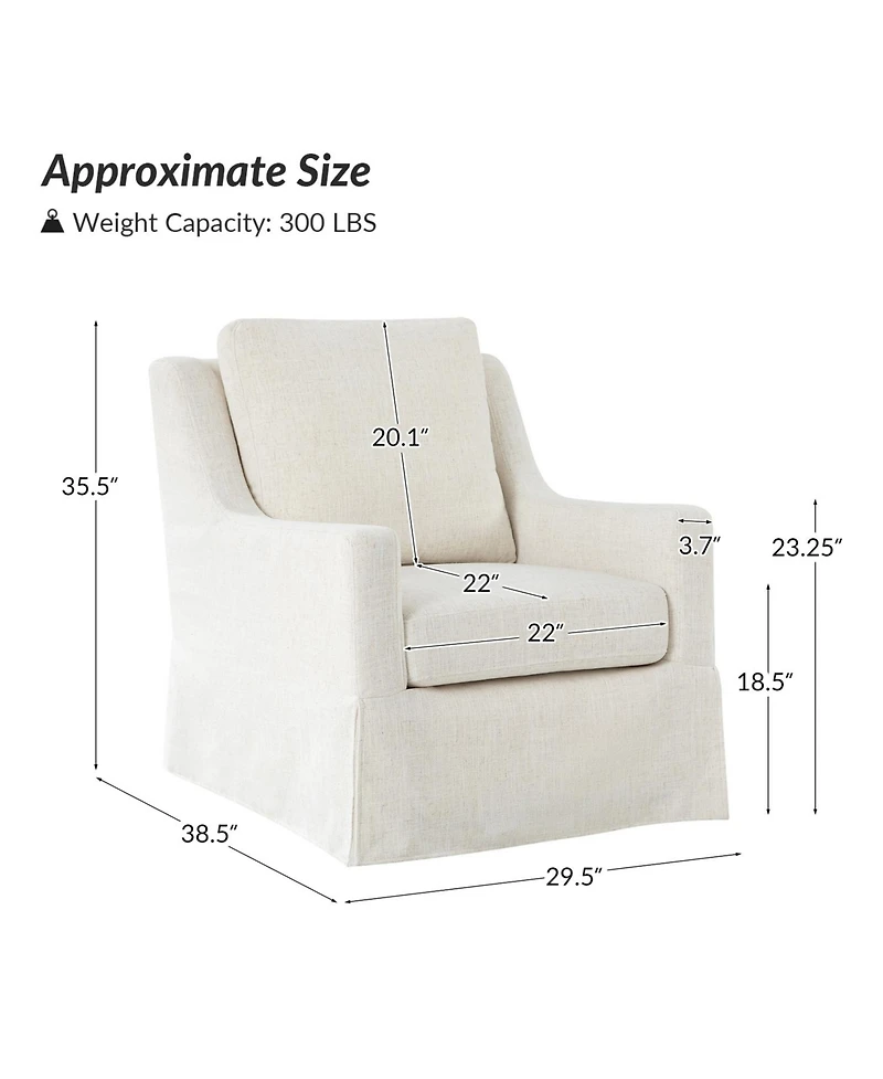 Hulala Home Wimberly 30"W Farmhouse Slipcover Swivel Rocking Chair with Pillow Back