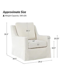 Hulala Home Wimberly 30"W Farmhouse Slipcover Swivel Rocking Chair with Pillow Back