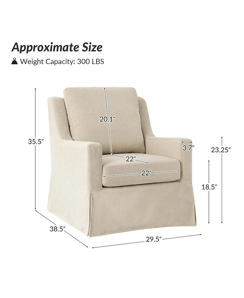 Hulala Home Wimberly 30"W Farmhouse Slipcover Swivel Rocking Chair with Pillow Back