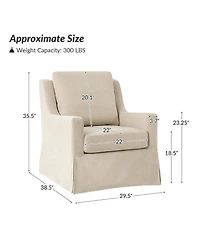Hulala Home Wimberly 30"W Farmhouse Slipcover Swivel Rocking Chair with Pillow Back