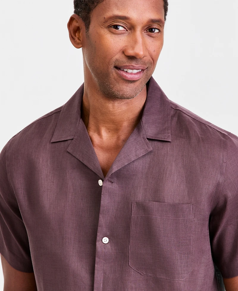 Club Room Men's Short-Sleeve Camp Collar Linen Shirt, Macy's Exclusive