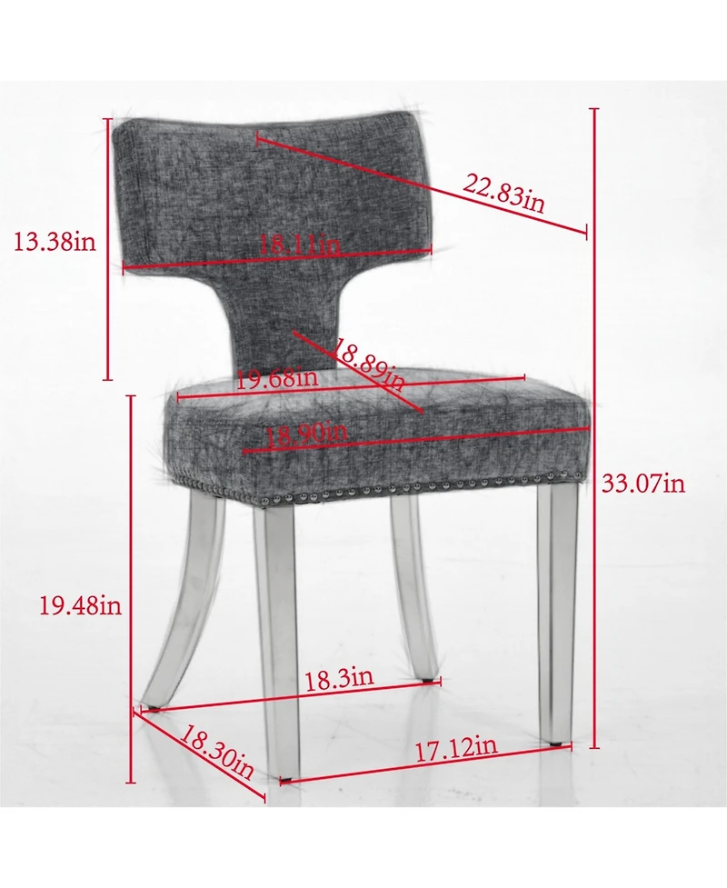 Clihome Mid Century Modern Dining Chairs Set of 2, Farmhouse Chenille Fabric Upholstered Curved Backrest