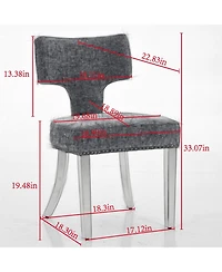 Clihome Mid Century Modern Dining Chairs Set of 2, Farmhouse Chenille Fabric Upholstered Curved Backrest