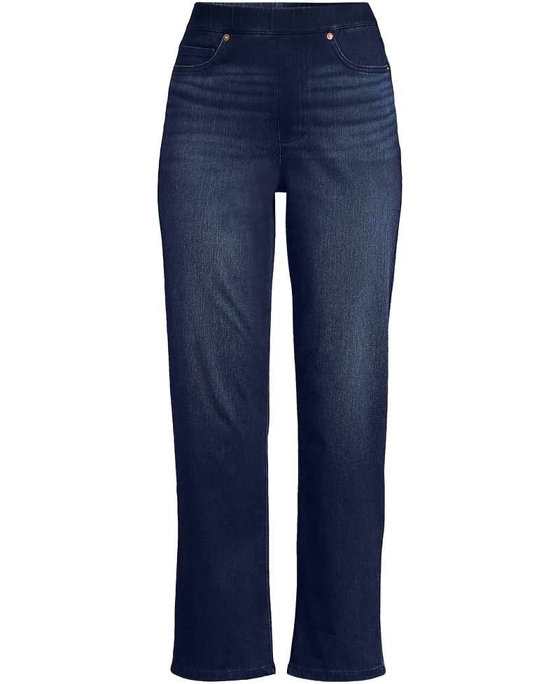 Lands' End Women's Starfish High Rise Knit Denim Straight Crop Jeans