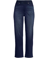 Lands' End Women's Starfish High Rise Knit Denim Straight Crop Jeans