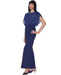 White Tie by Shani Women's Floral Applique Jumpsuit