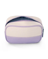 Lands' End Medium Rectangular Dopp Kit for Travel, Striped Canvas Toiletry Bag with Top Zip