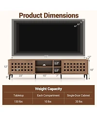 Gymax Tv Stand w/ 2 Doors Storage Cabinets and Open Compartments for TVs up to 80''