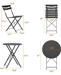 gaomon Folding Bistro Set 3pcs 2 Chairs and 1 Table, Outdoor Space-Saving Patio Furniture Set, Foldable Balcony Table for Garden
