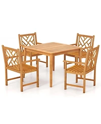 Slickblue Outdoor Dining Set 5 Piece Wood Square Table with Chairs