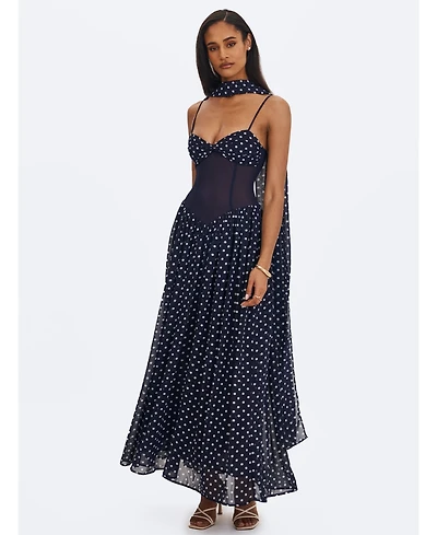 Miss Circle Women's Juliette Polka Dot Chiffon Maxi Dress