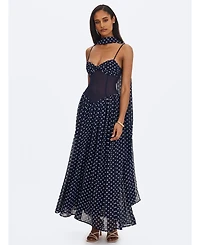 Miss Circle Women's Juliette Polka Dot Chiffon Maxi Dress