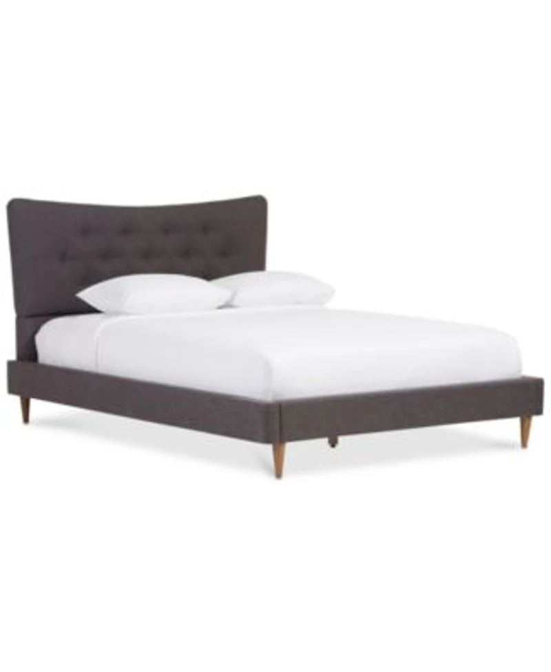 Jerell Modern Linen Platform Beds Quick Ship