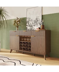 gaomon 60" Wine Bar Cabinet – Freestanding Liquor and Coffee Station with Rack, Glass Holder, Adjustable Shelves, Hutch for Living Room