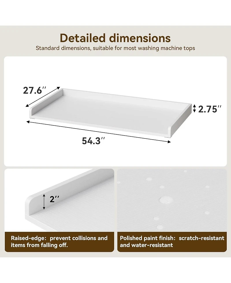 gaomon Washer Dryer Countertop, Laundry Topper with Edge and Non-Slip Pad