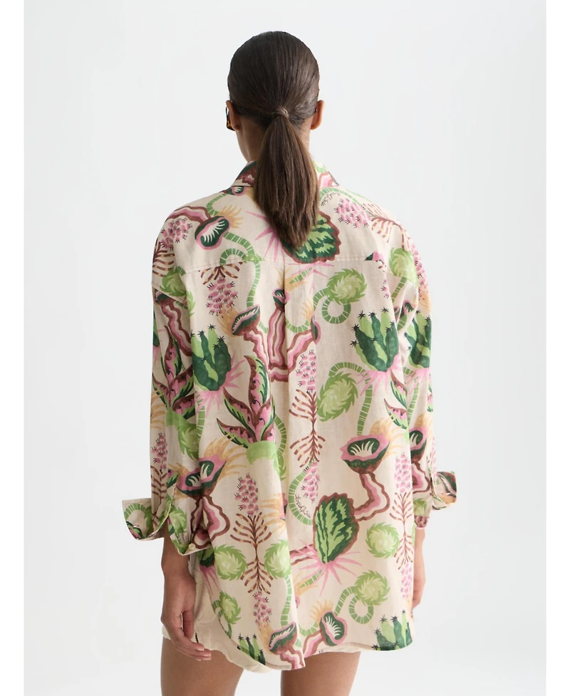 Scotch & Soda Women's Linen Blend Printed Shirt