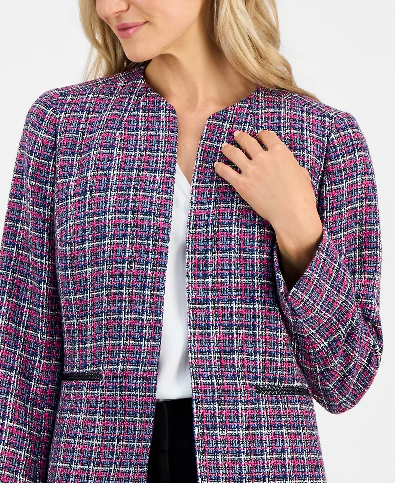 Kasper Petite Open-Front Collarless Sweater