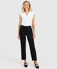 Kasper Women's Ava Straight-Leg Zip-Pocket Pants