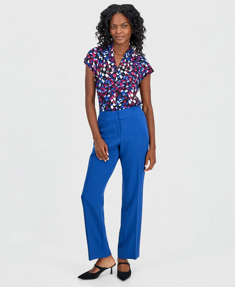 Kasper Women's Ava Straight-Leg Press-Pleat Pants, Regular & Petite