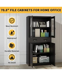 gaomon 72" Heavy Duty Metal Storage Cabinet with Locking Doors and 2 Drawers for Home, Garage