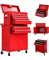 gaomon 2-in-1 8-Drawer Rolling Tool Chest and Cabinet, Mobile Metal Toolbox Organizer Storage for Garage