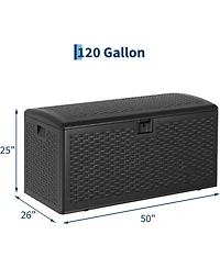 Gaomon 120 Gallon Waterproof Resin Deck Box, Lockable Outdoor Storage with Hydraulic Rod