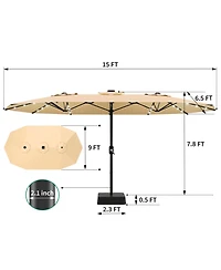 Gaomon Extra Large Double Sided Lighted Patio Umbrella with Weighted Base for Outdoor Entertaining