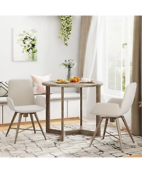 Slickblue Small Round Wood Dining Table 36 Inch Seats 2-4 Pedestal Base