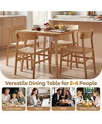 Gymax Square Bamboo Dining Table for 2-4 People Dinner Table for Dining Room