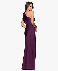 Betsy & Adam Women's One-Shoulder Draped Evening Gown