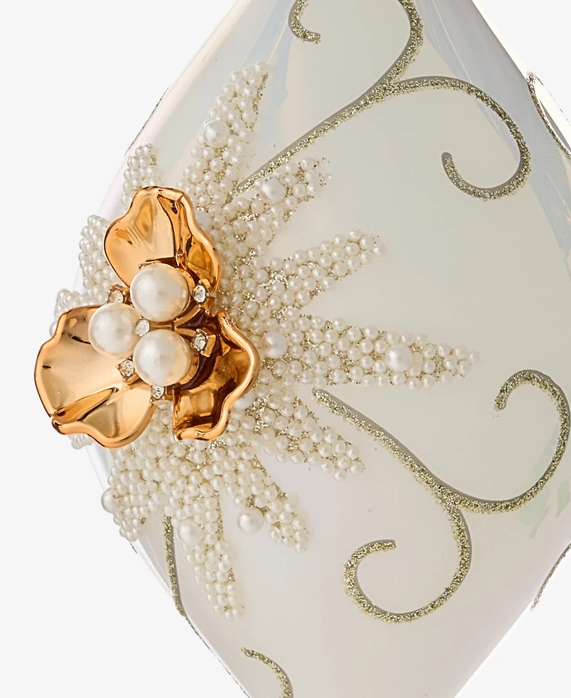 Holiday Lane Jeweled Classics Finial Ball with Gem, Bead Flower Design Ornament, Macy's Exclusive