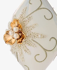 Holiday Lane Jeweled Classics Finial Ball with Gem, Bead Flower Design Ornament, Macy's Exclusive