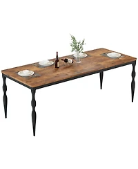 homfan Rectangular Dining Table for 6 to 8 with Metal Legs,in Farmhouse Kitchen