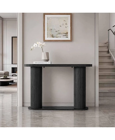 Gaomon Fluted Console Table, 42.5 Inch Narrow Wood Entryway Table with Storage Shelf, Sofa Behind the Couch, for Hallway, Living Room,Foyer