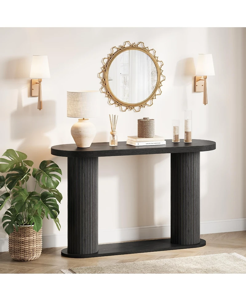 Gaomon Fluted Console Table, 42.5 Inch Narrow Wood Entryway Table with Storage Shelf, Sofa Behind the Couch, for Hallway, Living Room,Foyer